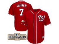 Men Trea Turner #7 Washington Nationals 2017 Postseason Scarlet Cool Base Jersey