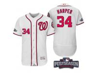 Men Washington Nationals Bryce Harper #34 NL East Champions White 2016 Postseason Patch Flex Base Jersey