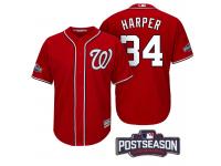 Men Washington Nationals Bryce Harper #34 NL East Division Champions Red 2016 Postseason Patch Cool Base Jersey