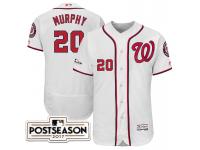 Men Washington Nationals Daniel Murphy #20 White 2017 Postseason Patch Flex Base Jersey