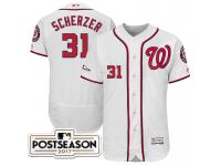 Men Washington Nationals Max Scherzer #31 White 2017 Postseason Patch Flex Base Jersey