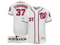 Men Washington Nationals Stephen Strasburg #37 White 2017 Postseason Patch Flex Base Jersey