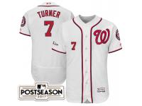 Men Washington Nationals Trea Turner #7 White 2017 Postseason Patch Flex Base Jersey