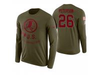 Men Washington Redskins #26 Adrian Peterson 2018 Salute to Service Long Sleeve Olive T-Shirt