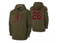 Men Washington Redskins #26 Adrian Peterson Olive 2018 Salute to Service Pullover Hoodie