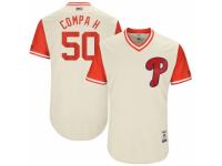 Men's 2017 Little League World Series Philadelphia Phillies #50 Hector Neris Compa H Tan Jersey