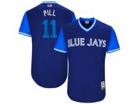 Men's 2017 Little League World Series Toronto Blue Jays #11 Kevin Pillar Pill Royal Jersey