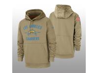 Men's 2019 Salute to Service Chargers Tan Sideline Therma Hoodie Los Angeles Chargers