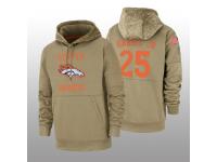 Men's 2019 Salute to Service Chris Harris Jr Broncos Tan Sideline Therma Hoodie Denver Broncos