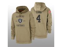 Men's 2019 Salute to Service Derek Carr Raiders Tan Sideline Therma Hoodie Oakland Raiders