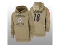 Men's 2019 Salute to Service Diontae Johnson Steelers Tan Sideline Therma Hoodie Pittsburgh Steelers