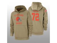 Men's 2019 Salute to Service Eric Kush Browns Tan Sideline Therma Hoodie Cleveland Browns