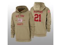 Men's 2019 Salute to Service Jabrill Peppers Giants Tan Sideline Therma Hoodie New York Giants