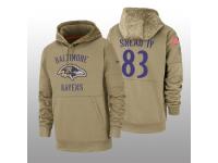 Men's 2019 Salute to Service Willie Snead IV Ravens Tan Sideline Therma Hoodie Baltimore Ravens