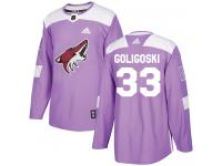 Men's Adidas Alex Goligoski Authentic Purple NHL Jersey Arizona Coyotes #33 Fights Cancer Practice
