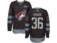 Men's Adidas Arizona Coyotes #36 Christian Fischer Premier Black 1917-2017 100th Anniversary NHL Jersey