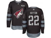 Men's Adidas Barrett Hayton Authentic Black NHL Jersey Arizona Coyotes #22 1917-2017 100th Anniversary