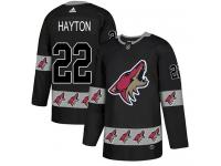 Men's Adidas Barrett Hayton Authentic Black NHL Jersey Arizona Coyotes #22 Team Logo Fashion