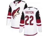 Men's Adidas Barrett Hayton Authentic White Away NHL Jersey Arizona Coyotes #22