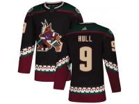 Men's Adidas Bobby Hull Authentic Black Alternate NHL Jersey Arizona Coyotes #9
