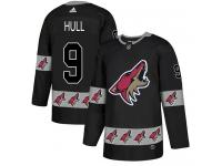 Men's Adidas Bobby Hull Authentic Black NHL Jersey Arizona Coyotes #9 Team Logo Fashion