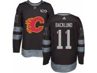 Men's Adidas Calgary Flames #11 Mikael Backlund Premier Black 1917-2017 100th Anniversary NHL Jersey