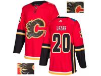 Men's Adidas Calgary Flames #20 Curtis Lazar Red Authentic Fashion Gold NHL Jersey