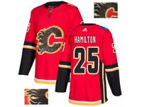 Men's Adidas Calgary Flames #25 Freddie Hamilton Red Authentic Fashion Gold NHL Jersey