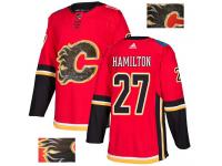 Men's Adidas Calgary Flames #27 Dougie Hamilton Red Authentic Fashion Gold NHL Jersey