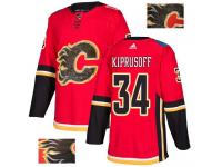 Men's Adidas Calgary Flames #34 Miikka Kiprusoff Red Authentic Fashion Gold NHL Jersey