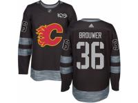 Men's Adidas Calgary Flames #36 Troy Brouwer Premier Black 1917-2017 100th Anniversary NHL Jersey