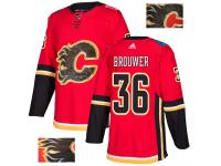 Men's Adidas Calgary Flames #36 Troy Brouwer Red Authentic Fashion Gold NHL Jersey