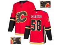 Men's Adidas Calgary Flames #58 Oliver Kylington Red Authentic Fashion Gold NHL Jersey