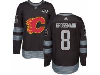 Men's Adidas Calgary Flames #8 Nicklas Grossmann Premier Black 1917-2017 100th Anniversary NHL Jersey