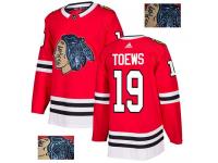 Men's Adidas Chicago Blackhawks #19 Jonathan Toews Red Authentic Fashion Gold NHL Jersey