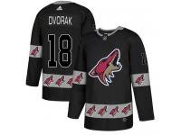 Men's Adidas Christian Dvorak Authentic Black NHL Jersey Arizona Coyotes #18 Team Logo Fashion