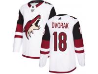 Men's Adidas Christian Dvorak Authentic White Away NHL Jersey Arizona Coyotes #18