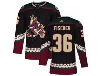 Men's Adidas Christian Fischer Authentic Black Alternate NHL Jersey Arizona Coyotes #36