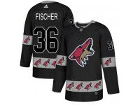 Men's Adidas Christian Fischer Authentic Black NHL Jersey Arizona Coyotes #36 Team Logo Fashion