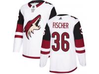 Men's Adidas Christian Fischer Authentic White Away NHL Jersey Arizona Coyotes #36