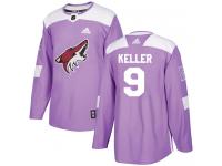 Men's Adidas Clayton Keller Authentic Purple NHL Jersey Arizona Coyotes #9 Fights Cancer Practice