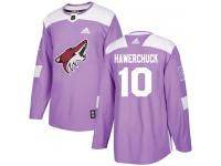 Men's Adidas Dale Hawerchuck Authentic Purple NHL Jersey Arizona Coyotes #10 Fights Cancer Practice