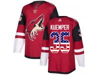 Men's Adidas Darcy Kuemper Authentic Red NHL Jersey Arizona Coyotes #35 USA Flag Fashion