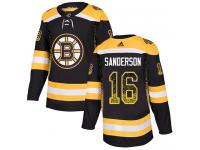 Men's Adidas Derek Sanderson Authentic Black NHL Jersey Boston Bruins #16 Drift Fashion