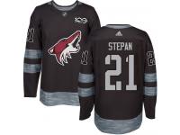 Men's Adidas Derek Stepan Authentic Black NHL Jersey Arizona Coyotes #21 1917-2017 100th Anniversary