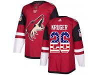 Men's Adidas Marcus Kruger Authentic Red NHL Jersey Arizona Coyotes #26 USA Flag Fashion