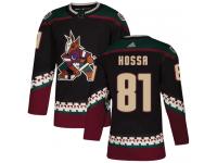 Men's Adidas Marian Hossa Authentic Black Alternate NHL Jersey Arizona Coyotes #81