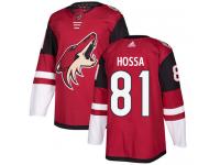 Men's Adidas Marian Hossa Authentic Burgundy Red Home NHL Jersey Arizona Coyotes #81