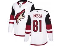 Men's Adidas Marian Hossa Authentic White Away NHL Jersey Arizona Coyotes #81