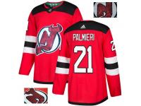 Men's Adidas New Jersey Devils #21 Kyle Palmieri Red Authentic Fashion Gold NHL Jersey